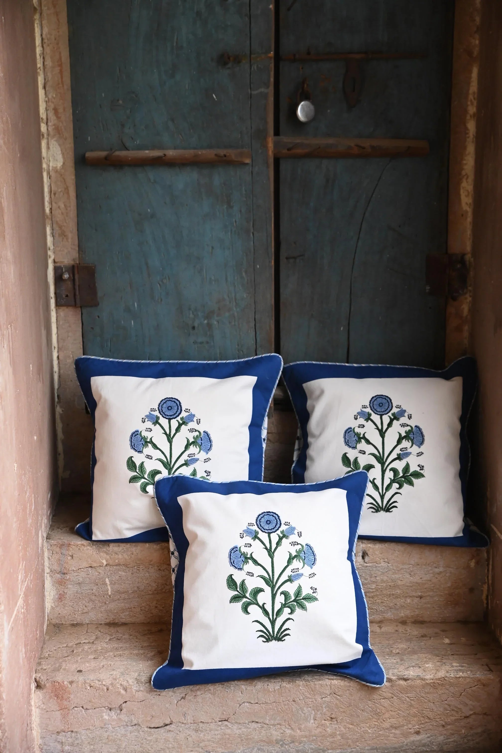 Cobalt Botanical Study Pillow - The Mayfair Hall
