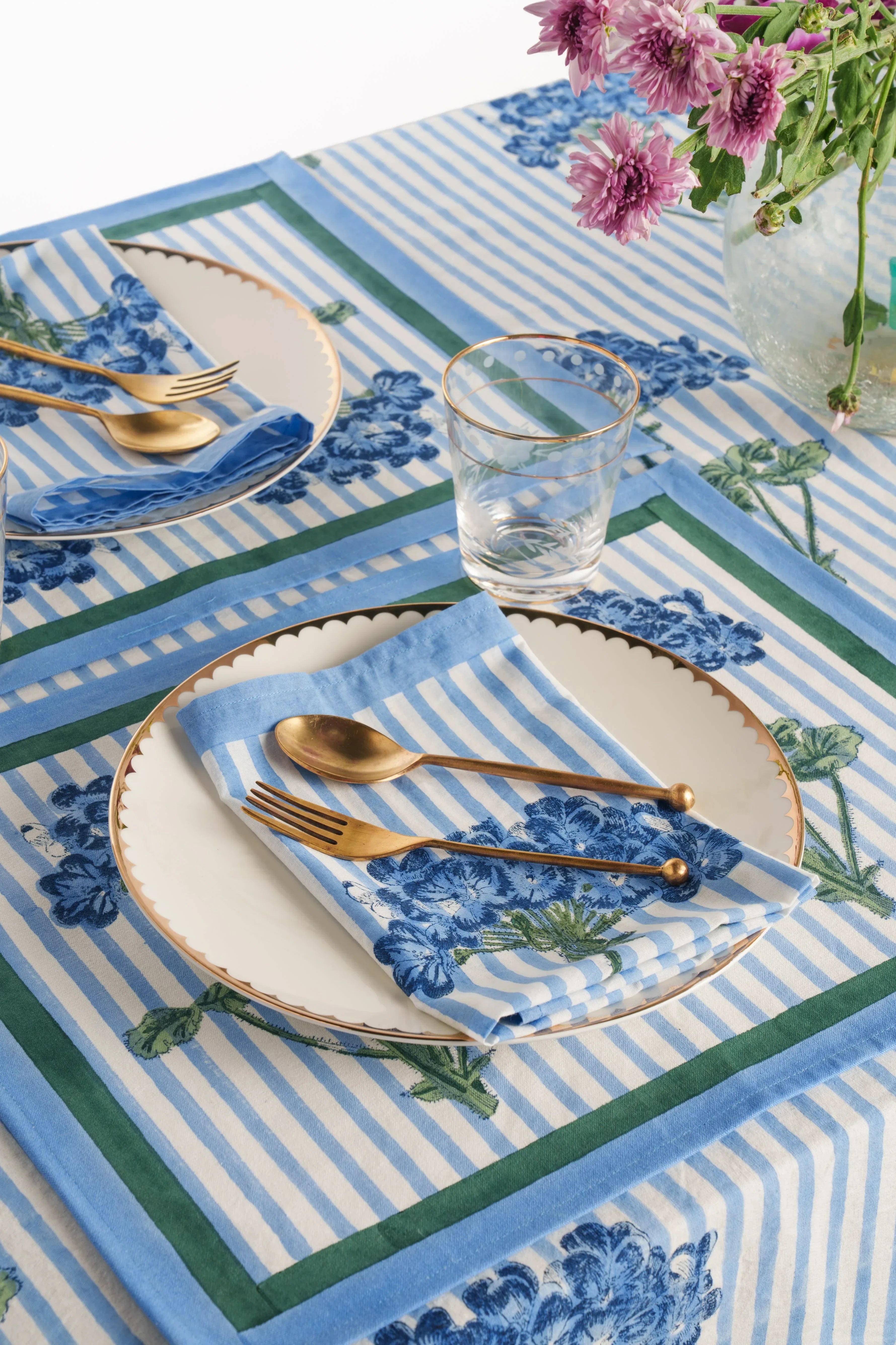 Blue Hydrangea Blockprint Placemat - The Mayfair Hall