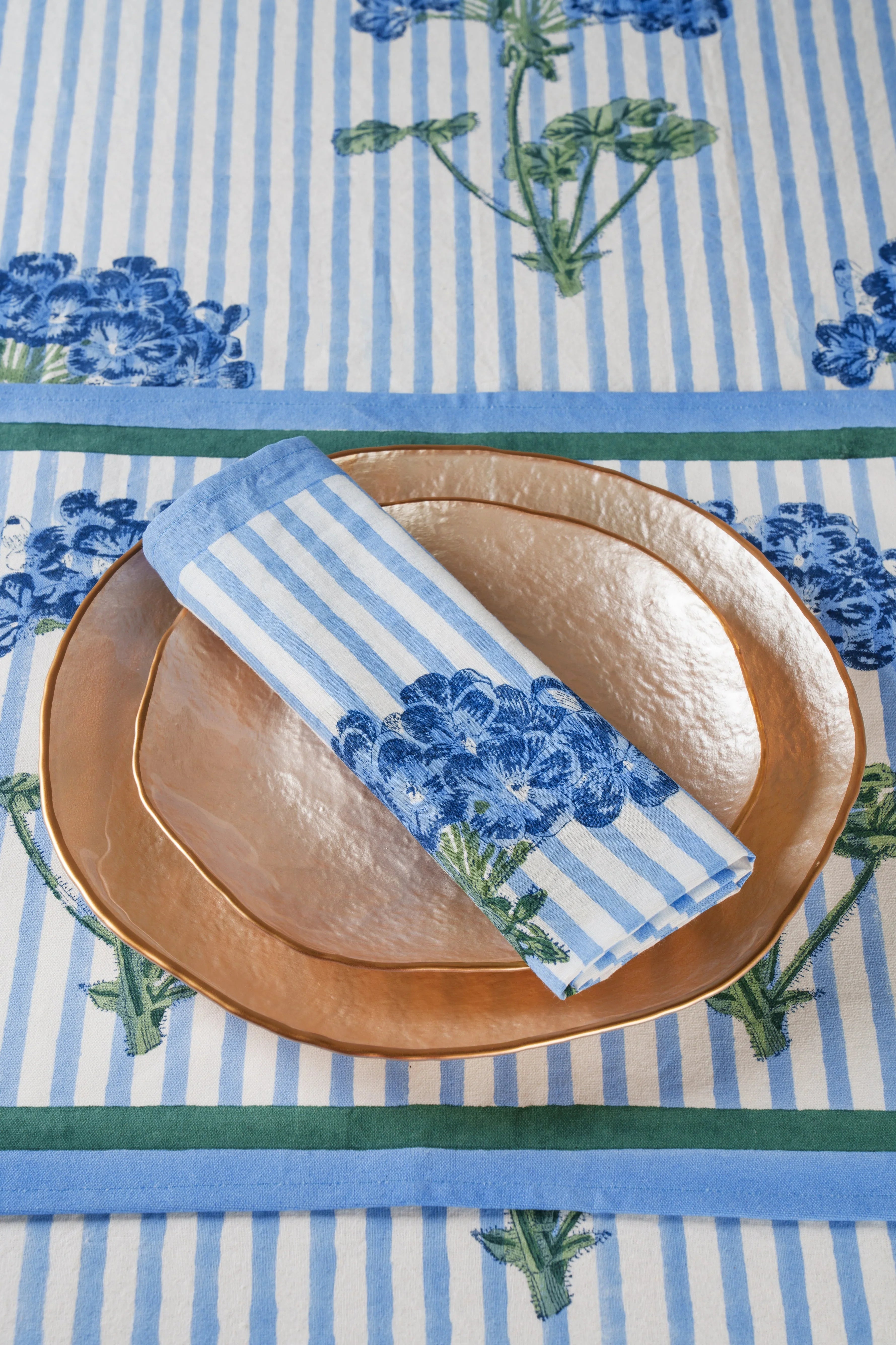 Blue Hydrangea Blockprint Napkins, Set of 4 - The Mayfair Hall