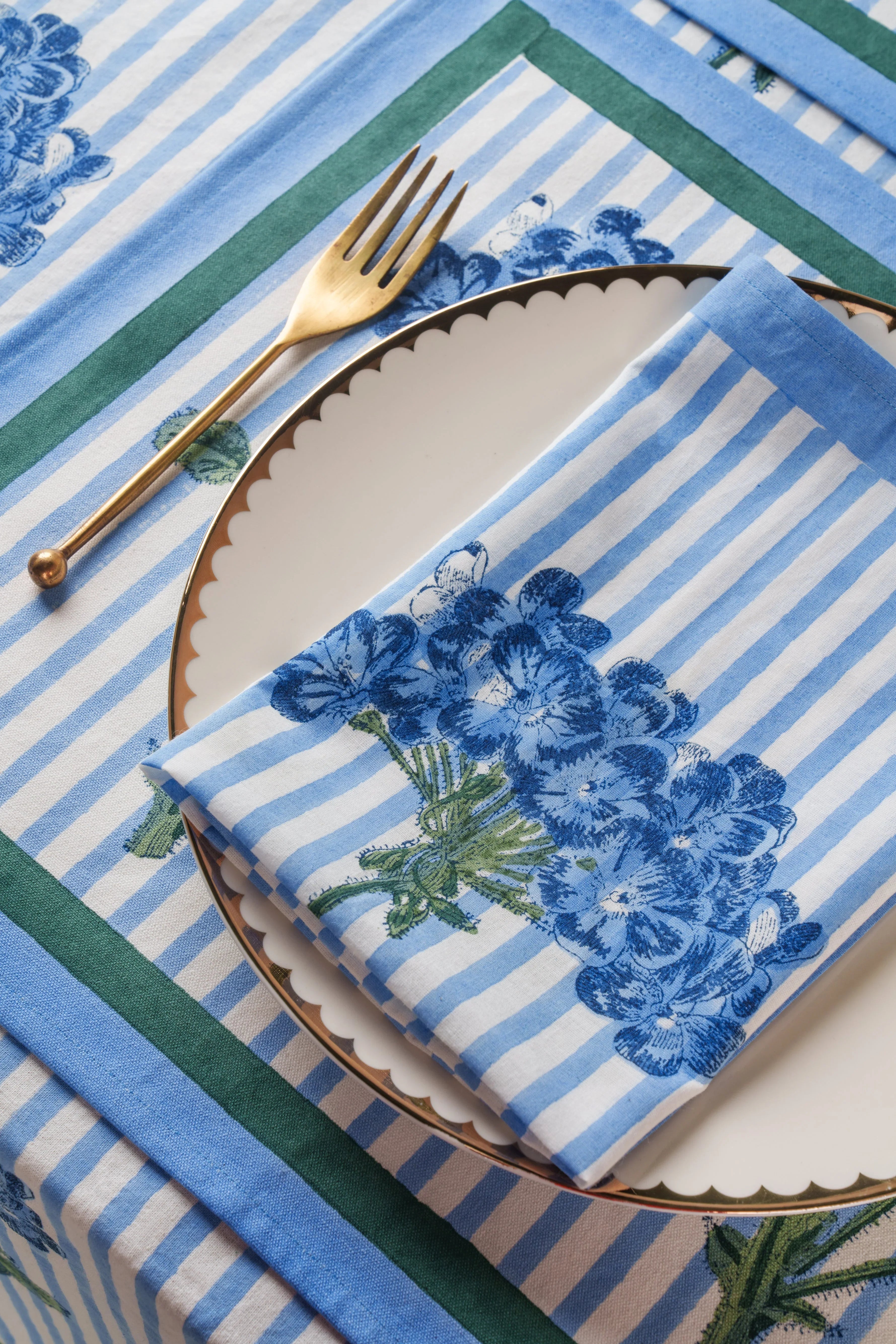 Blue Hydrangea Blockprint Napkins, Set of 4 - The Mayfair Hall