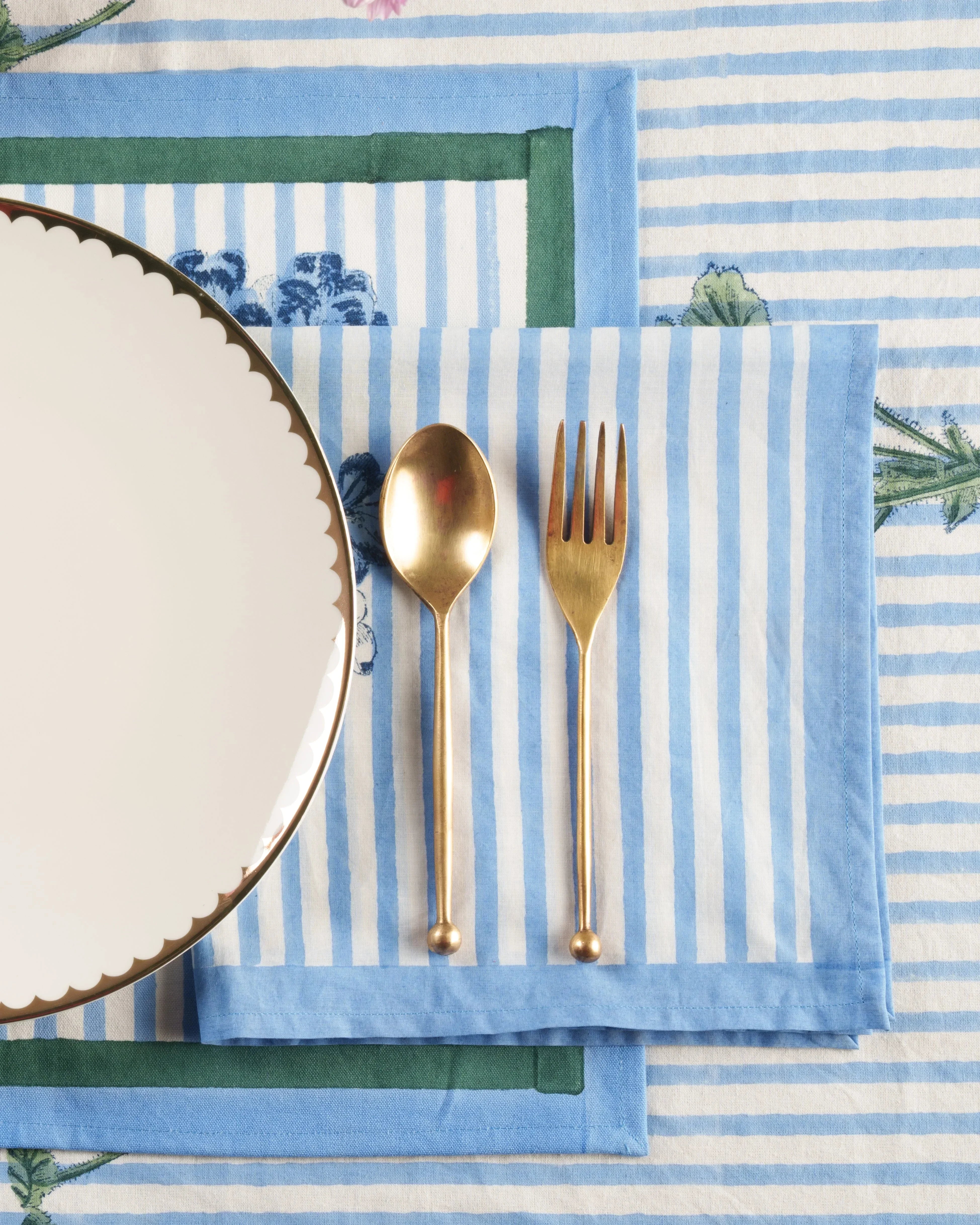 Blue Hydrangea Blockprint Placemat - The Mayfair Hall