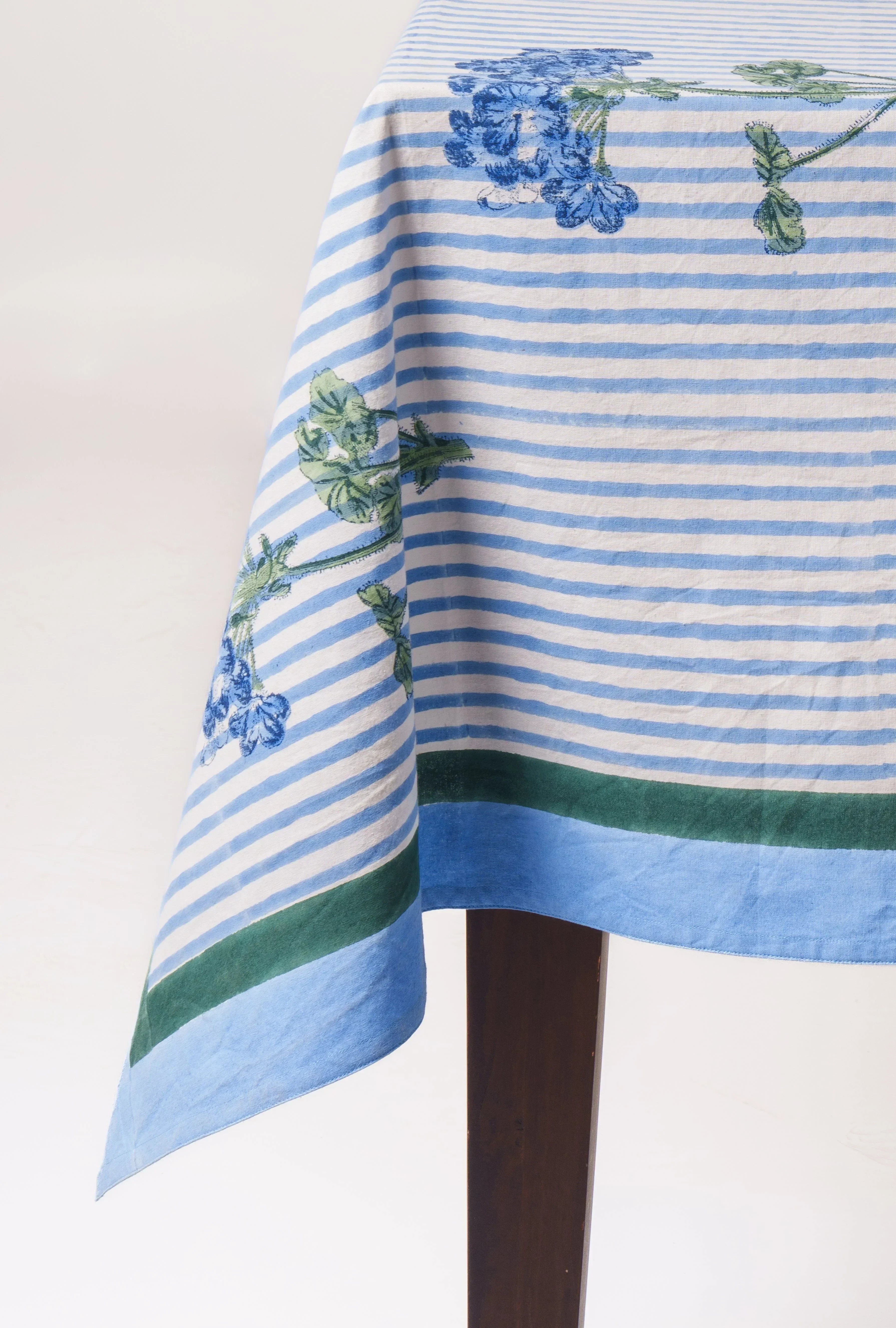 Blue Hydrangea Blockprint Tablecloth - The Mayfair Hall