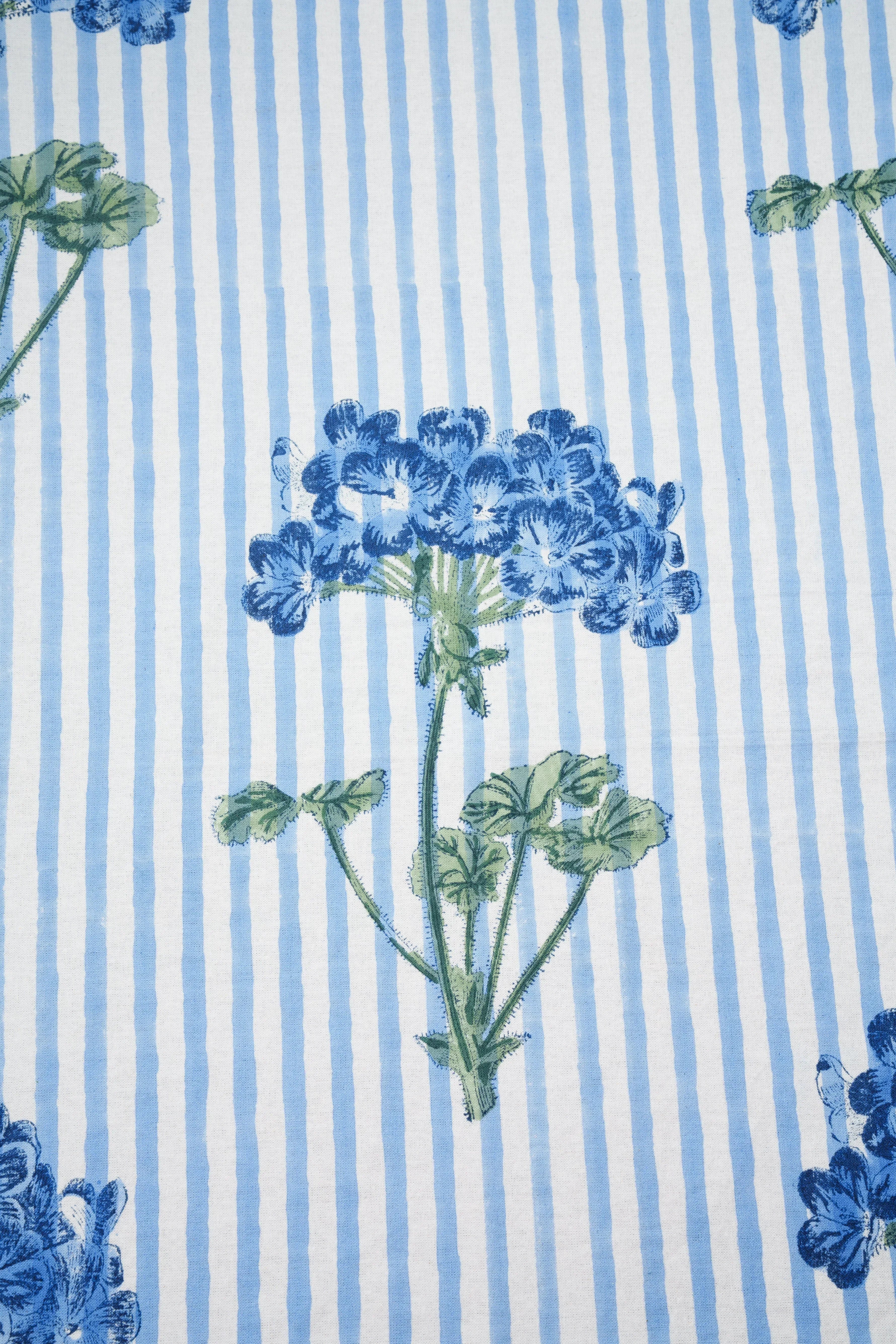 Blue Hydrangea Blockprint Tablecloth - The Mayfair Hall
