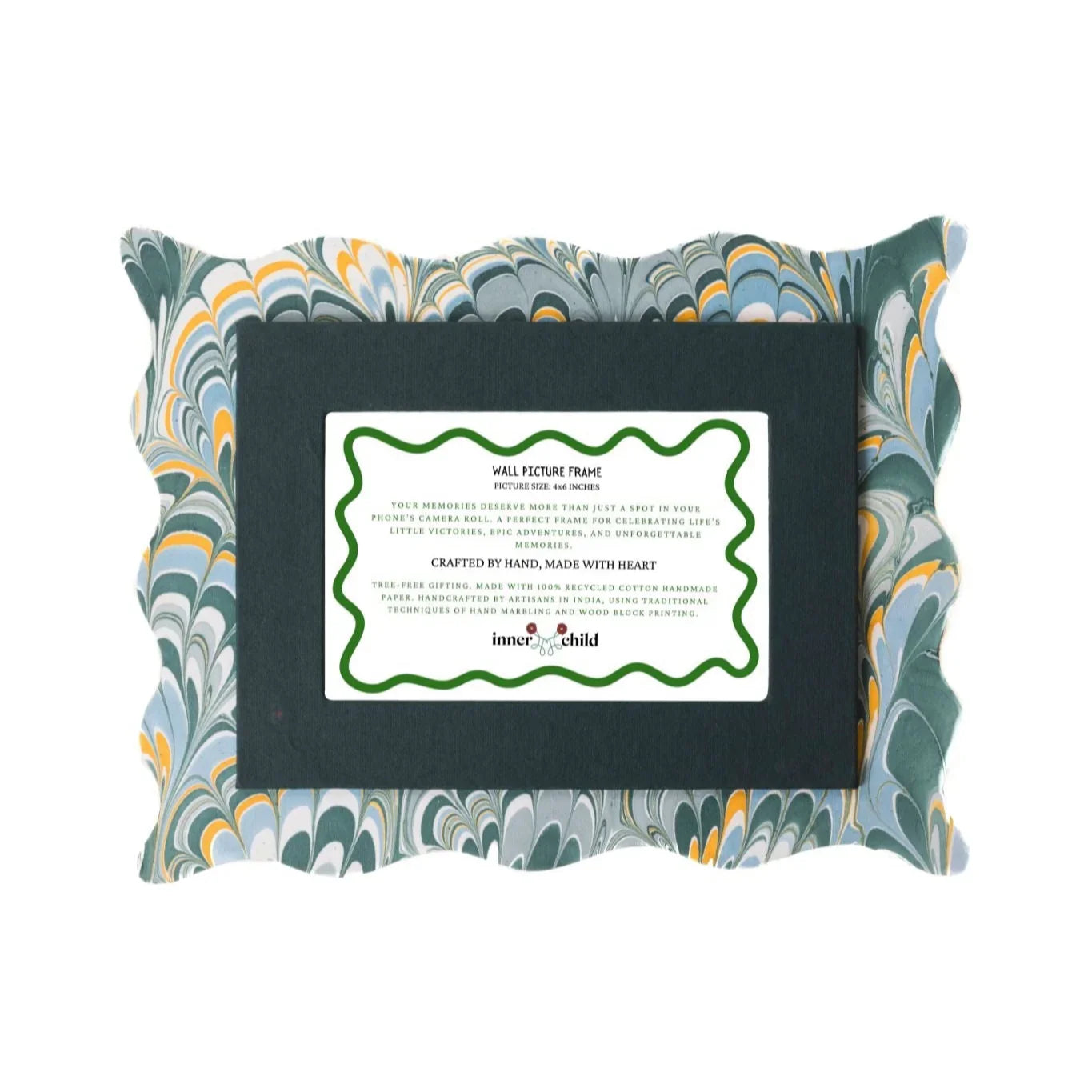 Blue Scalloped Hand-Marbled Picture Frame 4x6 Picture - The Mayfair Hall