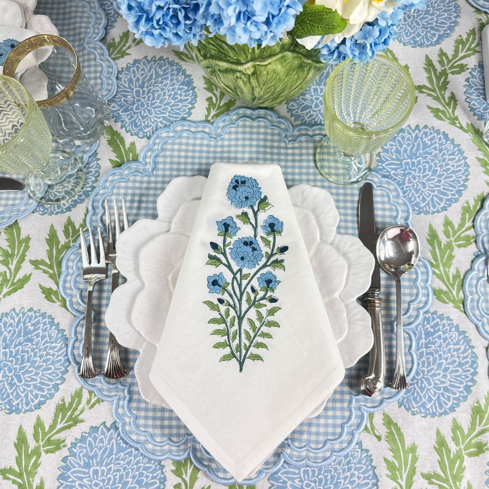Blue Flower - Motif Napkin (Set of 4)