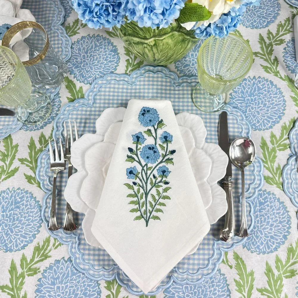 Blue and Green, Flowers & Vines - Tablecloth - The Mayfair Hall