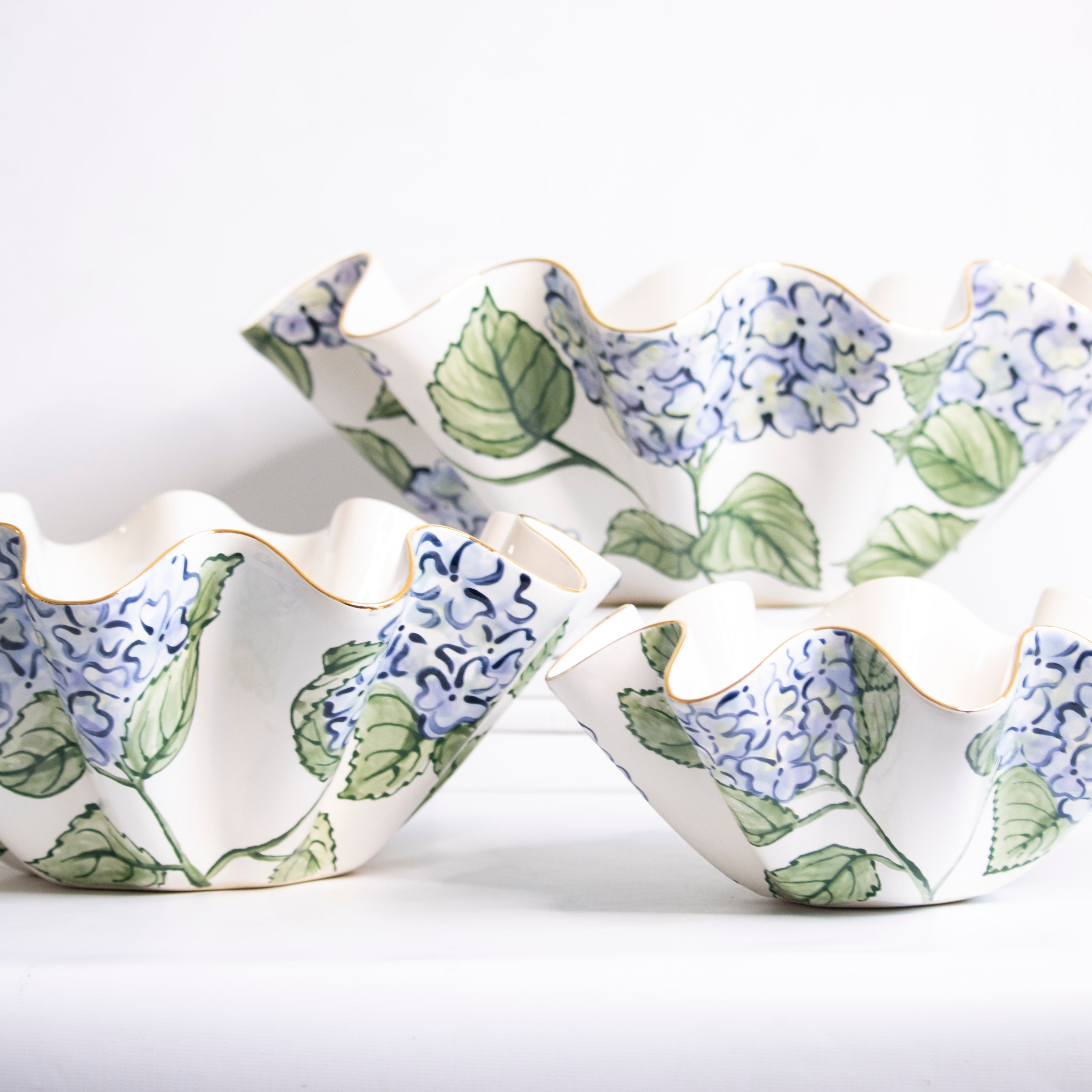 Bijou Blue Hydrangea Wavy Bowl
