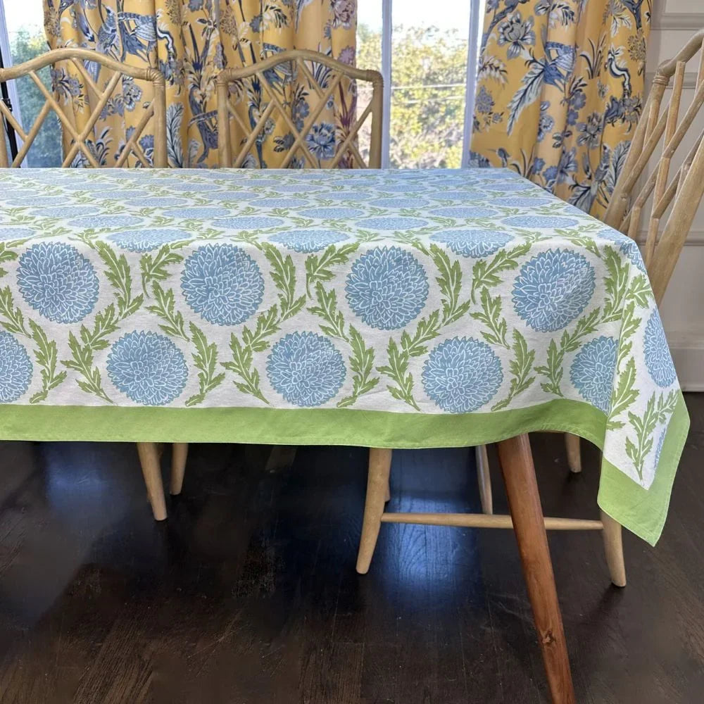 Blue and Green, Flowers & Vines - Tablecloth - The Mayfair Hall