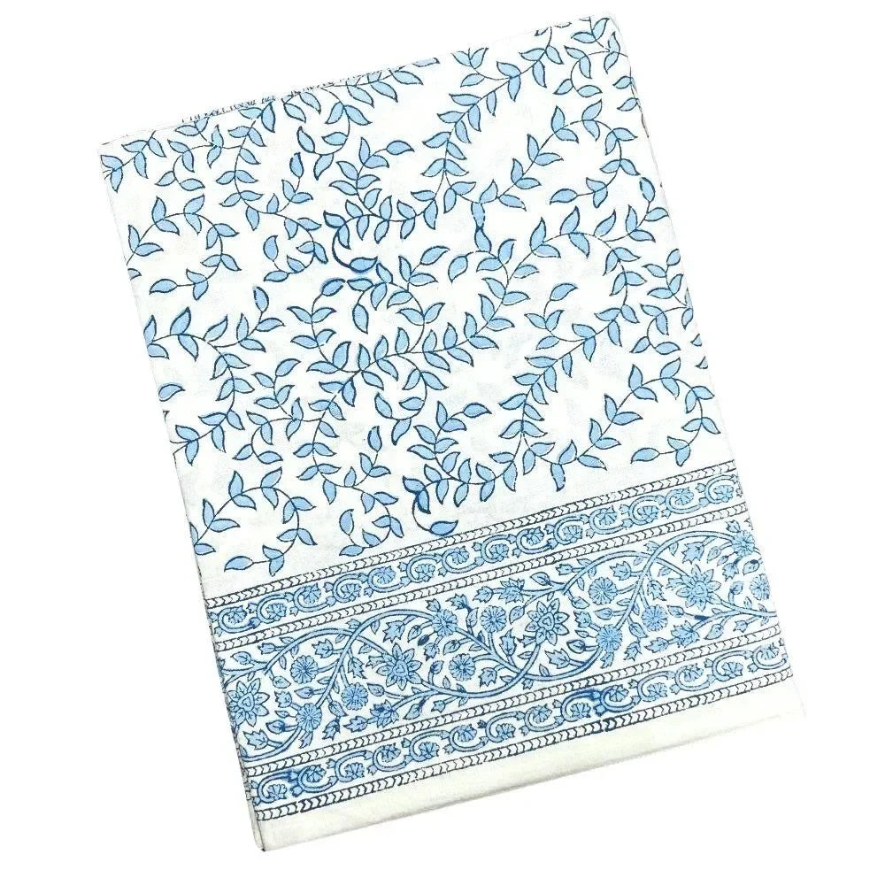 Blue Leaves Cotton Tablecloth - The Mayfair Hall