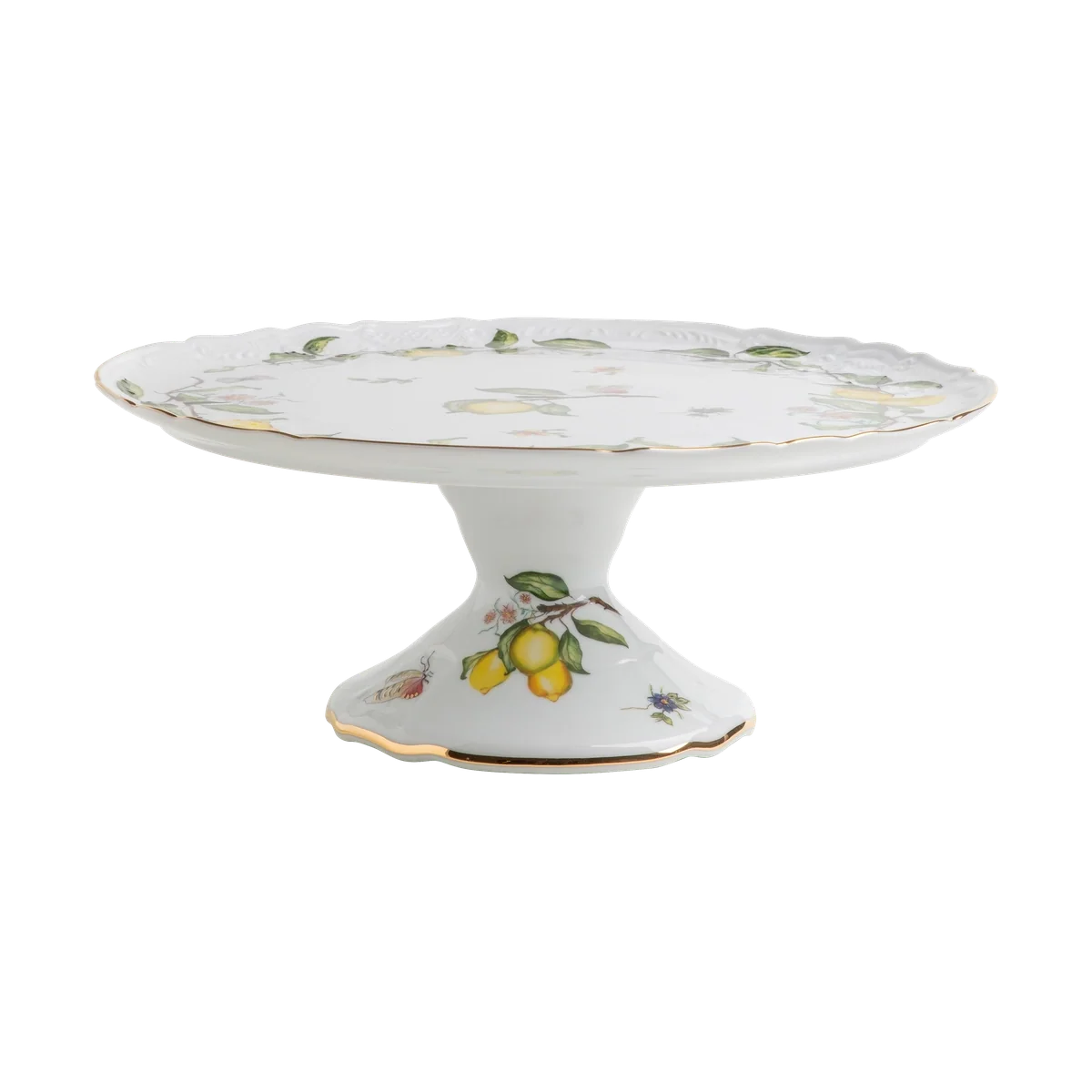 Limoeiro Porcelain Cake Stand with Gold Accents by Tania Bulhões