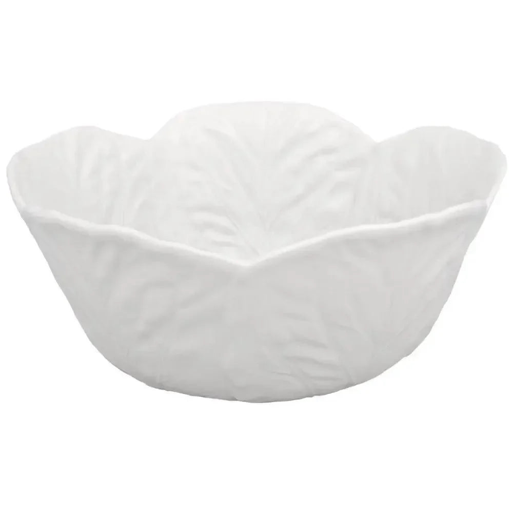 Cabbage Earthenware Tall Salad Bowl in Beige - The Mayfair Hall