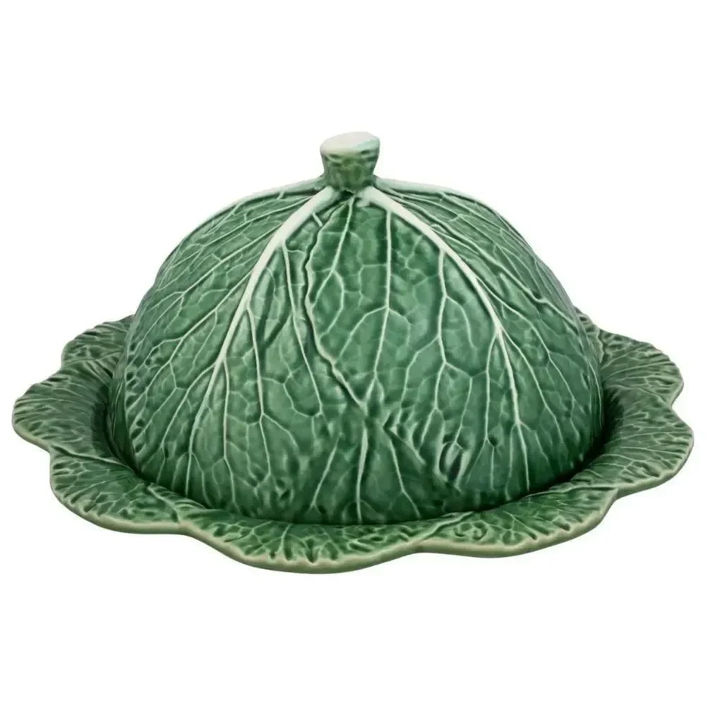 Cabbage Earthenware Cheese Tray in Green with Lid - The Mayfair Hall