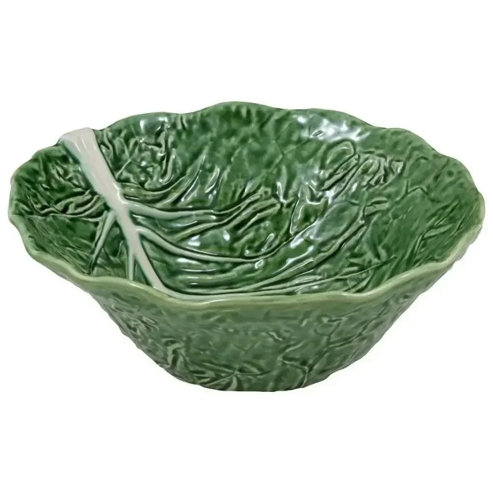 Cabbage Earthenware Deep Salad Bowl in Green - The Mayfair Hall