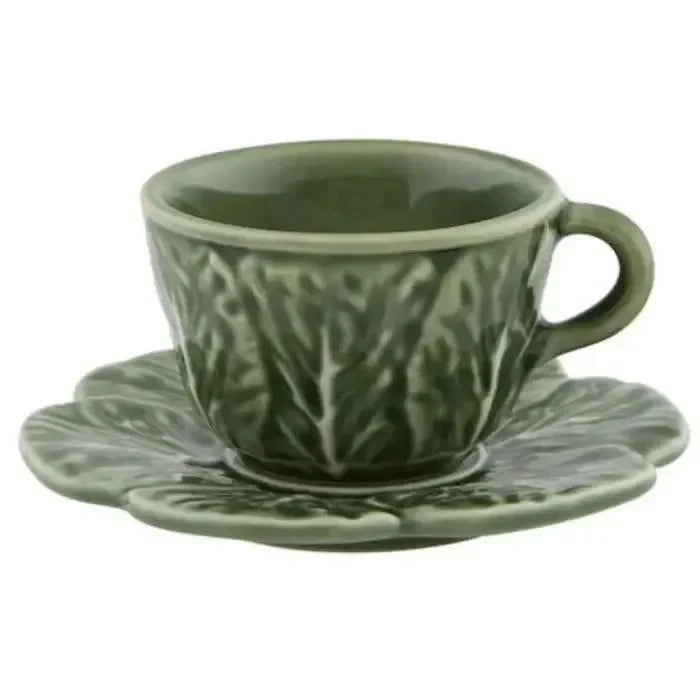 Cabbage Earthenware Espresso Cup in Green with Saucer (Set of 4) - The Mayfair Hall