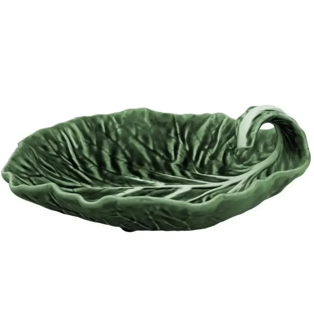 Cabbage Leaf Earthenware Bowl in Green with Curvature - The Mayfair Hall