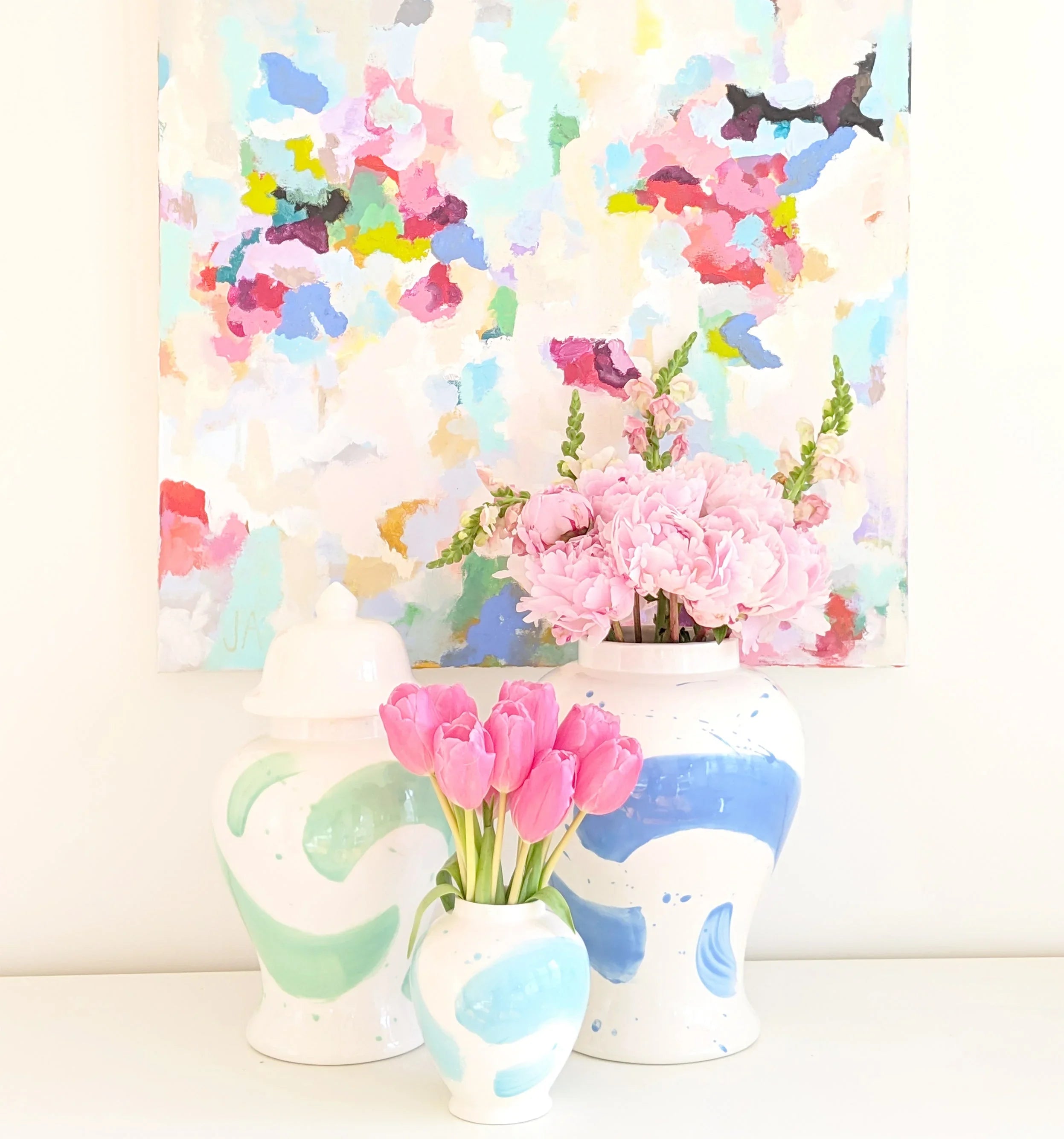 Sea Glass Brushstroke Ginger Jars - The Mayfair Hall