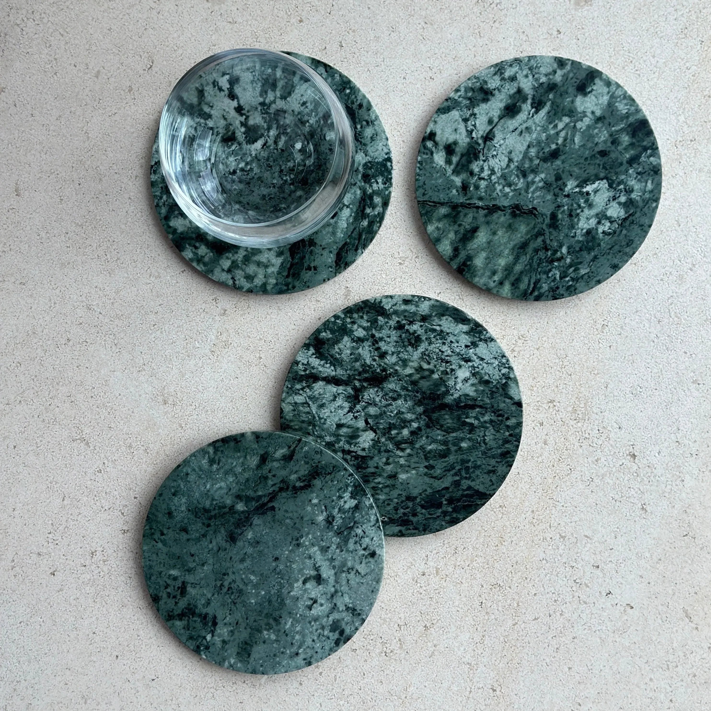 Marble Oversized Coaster Set in Emerald - The Mayfair Hall