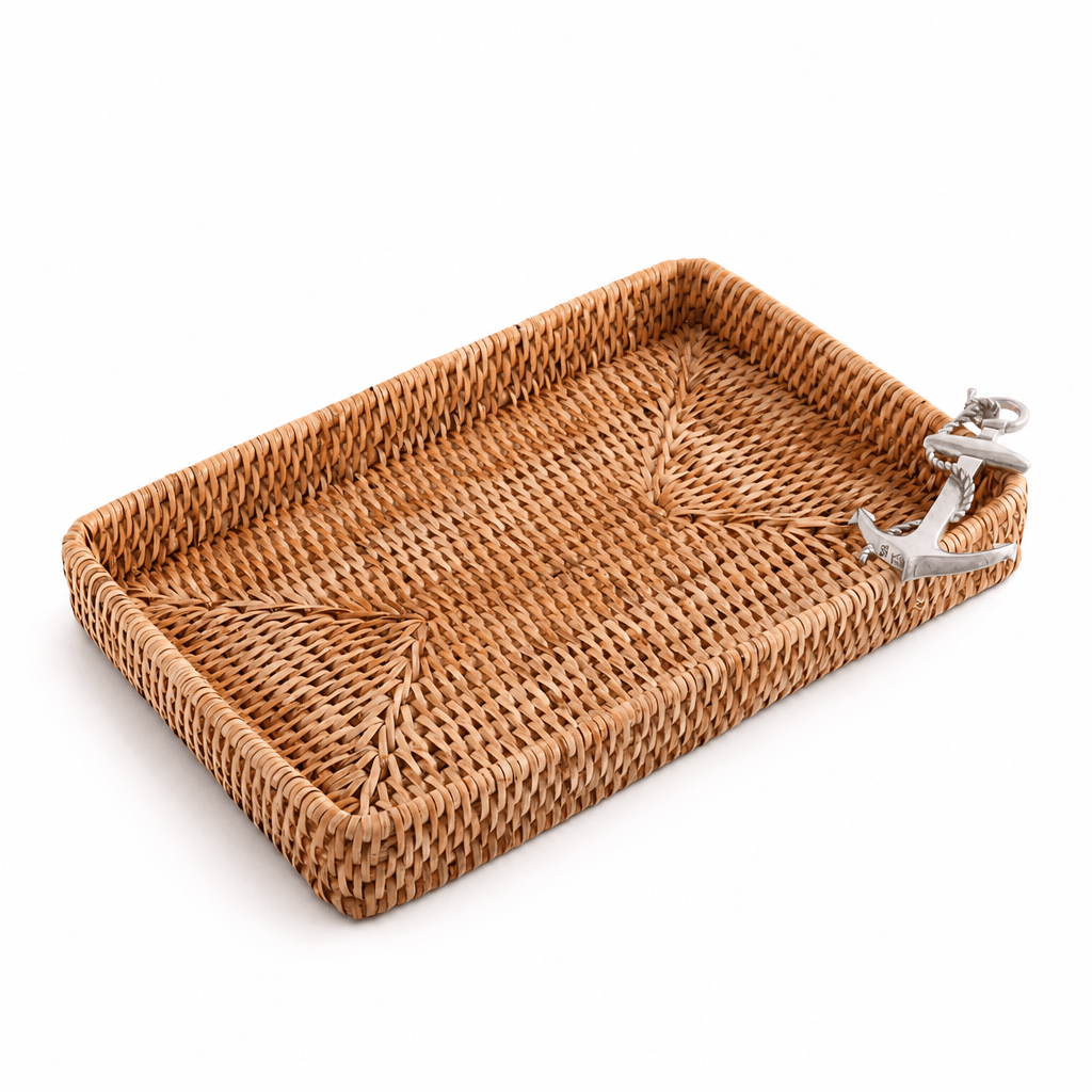 Anchor Catchall Tray Hand Woven Wicker Rattan