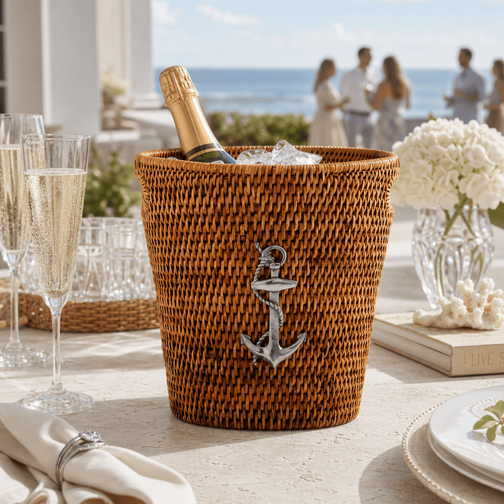 Anchor Hand Woven Wicker Rattan Champagne / Ice Bucket