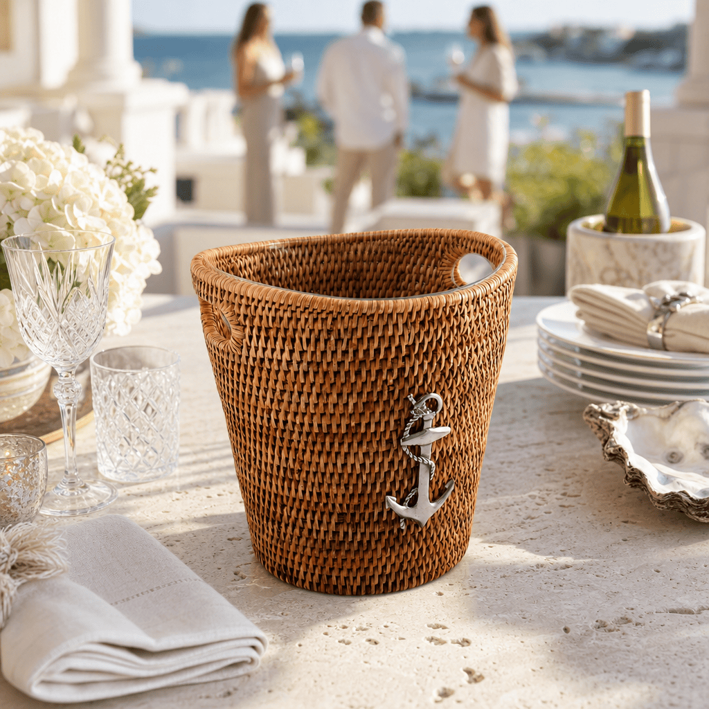 Anchor Hand Woven Wicker Rattan Champagne / Ice Bucket