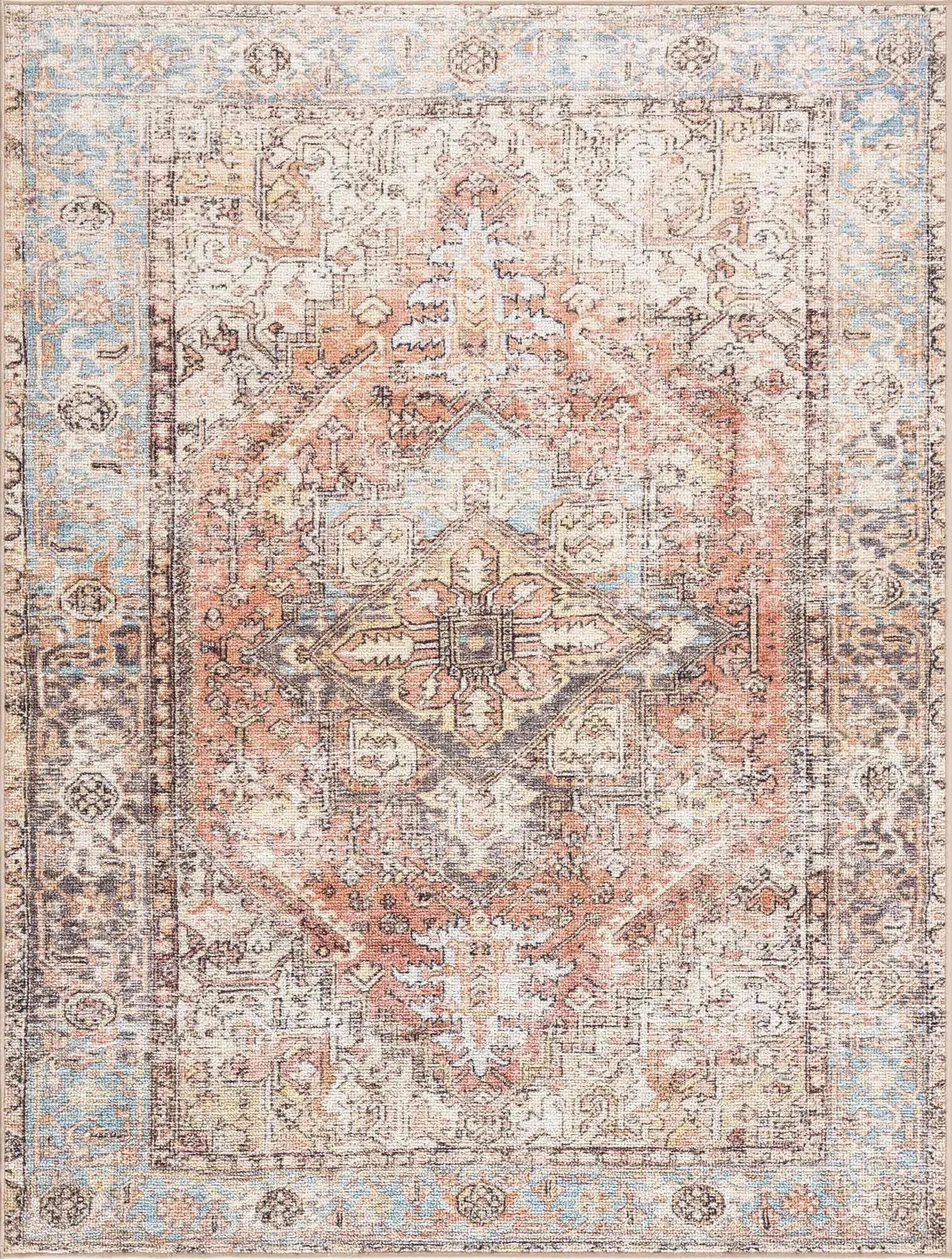Beck Peach Washable Area Rug - The Mayfair Hall