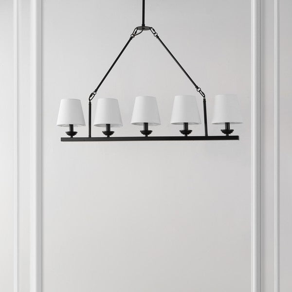 Josphete Chandelier in Black with White Cotton Shade