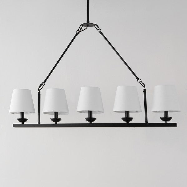 Josphete Chandelier in Black with White Cotton Shade