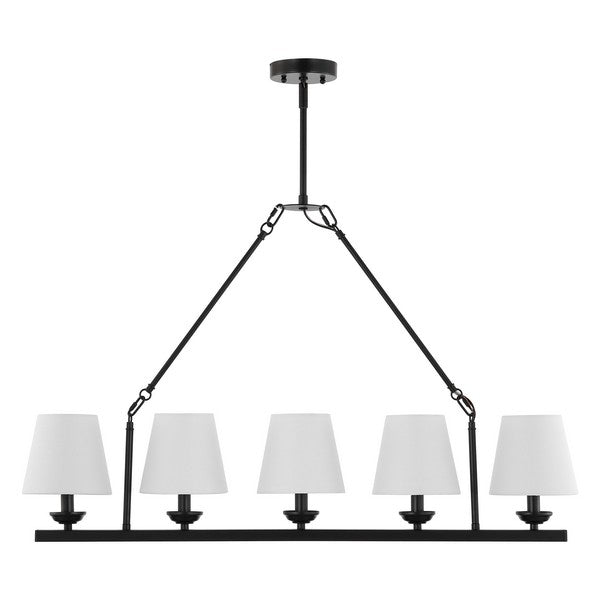 Josphete Chandelier in Black with White Cotton Shade