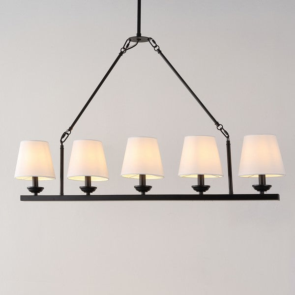 Josphete Chandelier in Black with White Cotton Shade