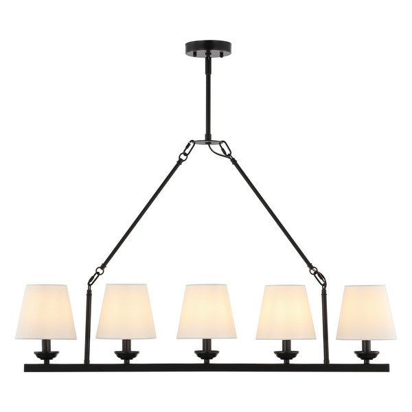 Josphete Chandelier in Black with White Cotton Shade