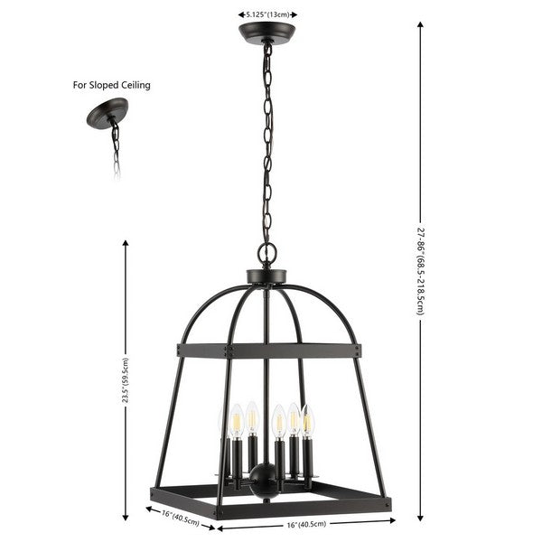 Gracyn Chandelier in Black with 6 Candle-shaped Bulbs