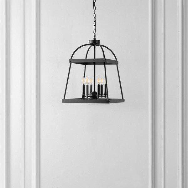 Gracyn Chandelier in Black with 6 Candle-shaped Bulbs