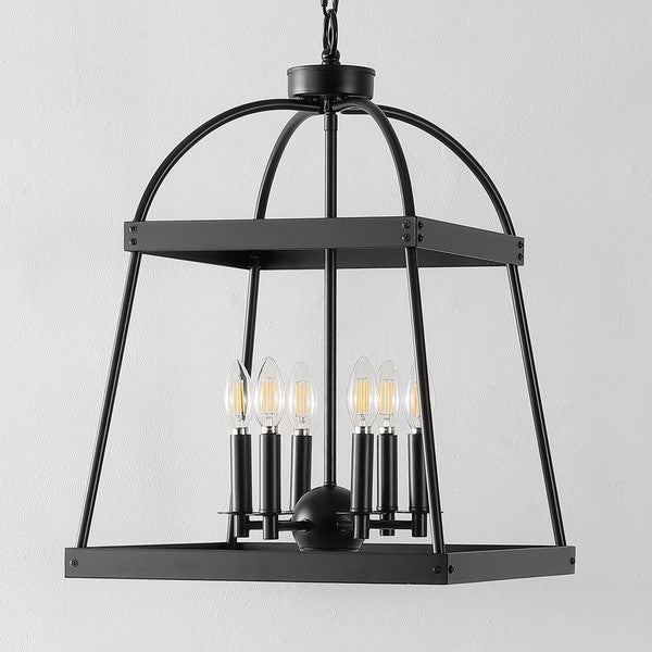 Gracyn Chandelier in Black with 6 Candle-shaped Bulbs