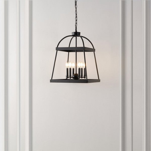 Gracyn Chandelier in Black with 6 Candle-shaped Bulbs