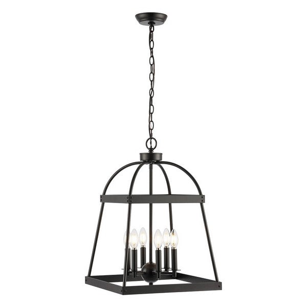 Gracyn Chandelier in Black with 6 Candle-shaped Bulbs