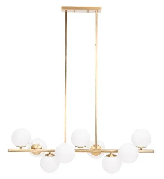 Imara Antique Gold Frame Chandelier in White Globe Shades - The Mayfair Hall