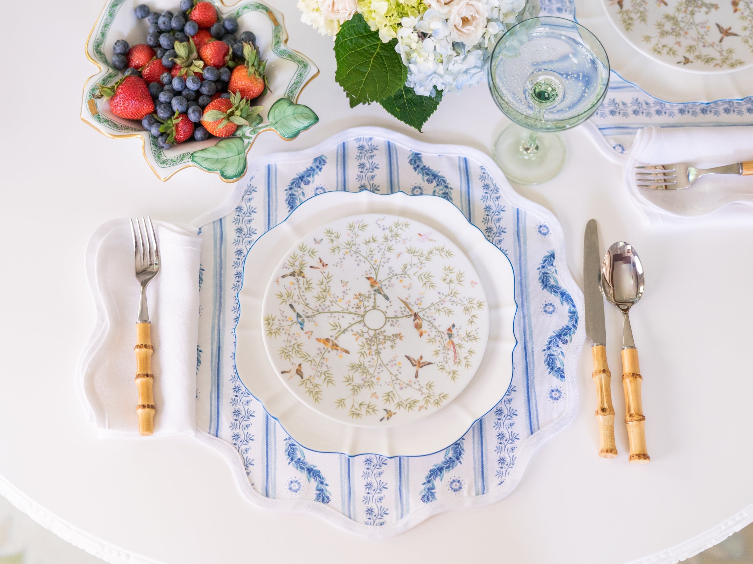 Round Scalloped Placemat | Boxwood Garden - Delft Blue