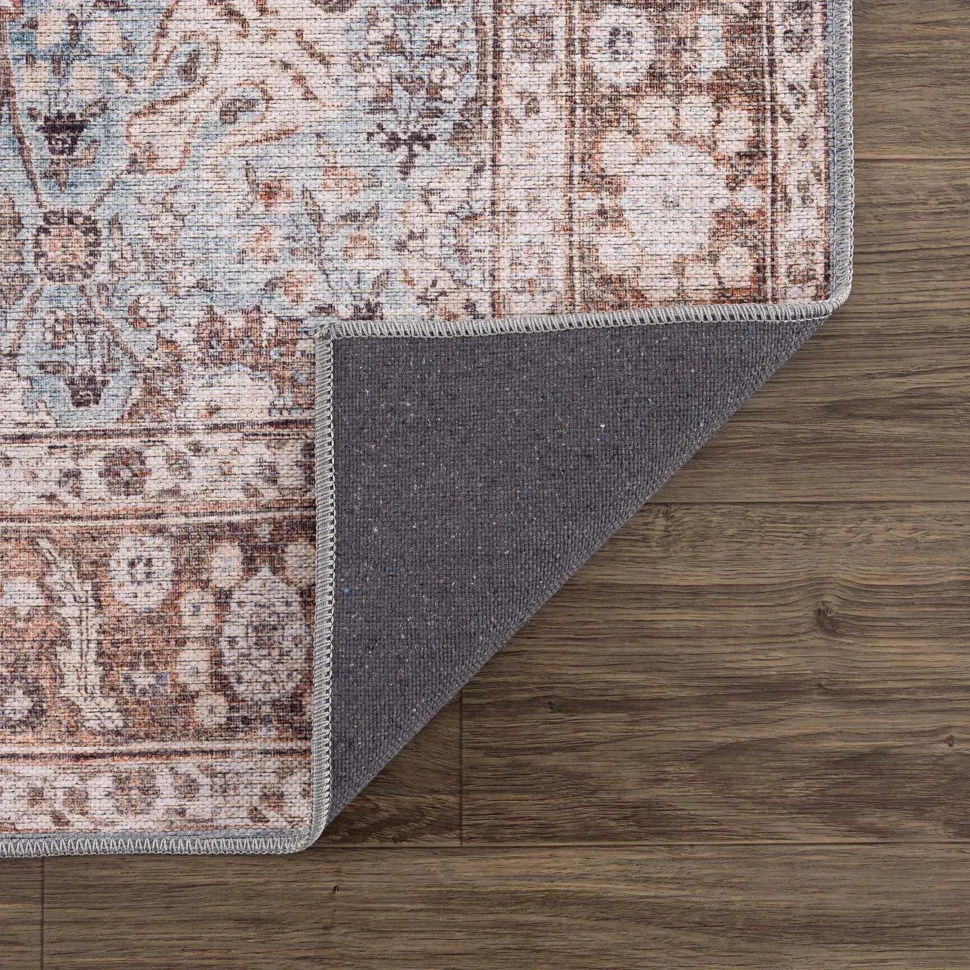 Dauis Brown&Blue Washable Persian Style Rug - The Mayfair Hall