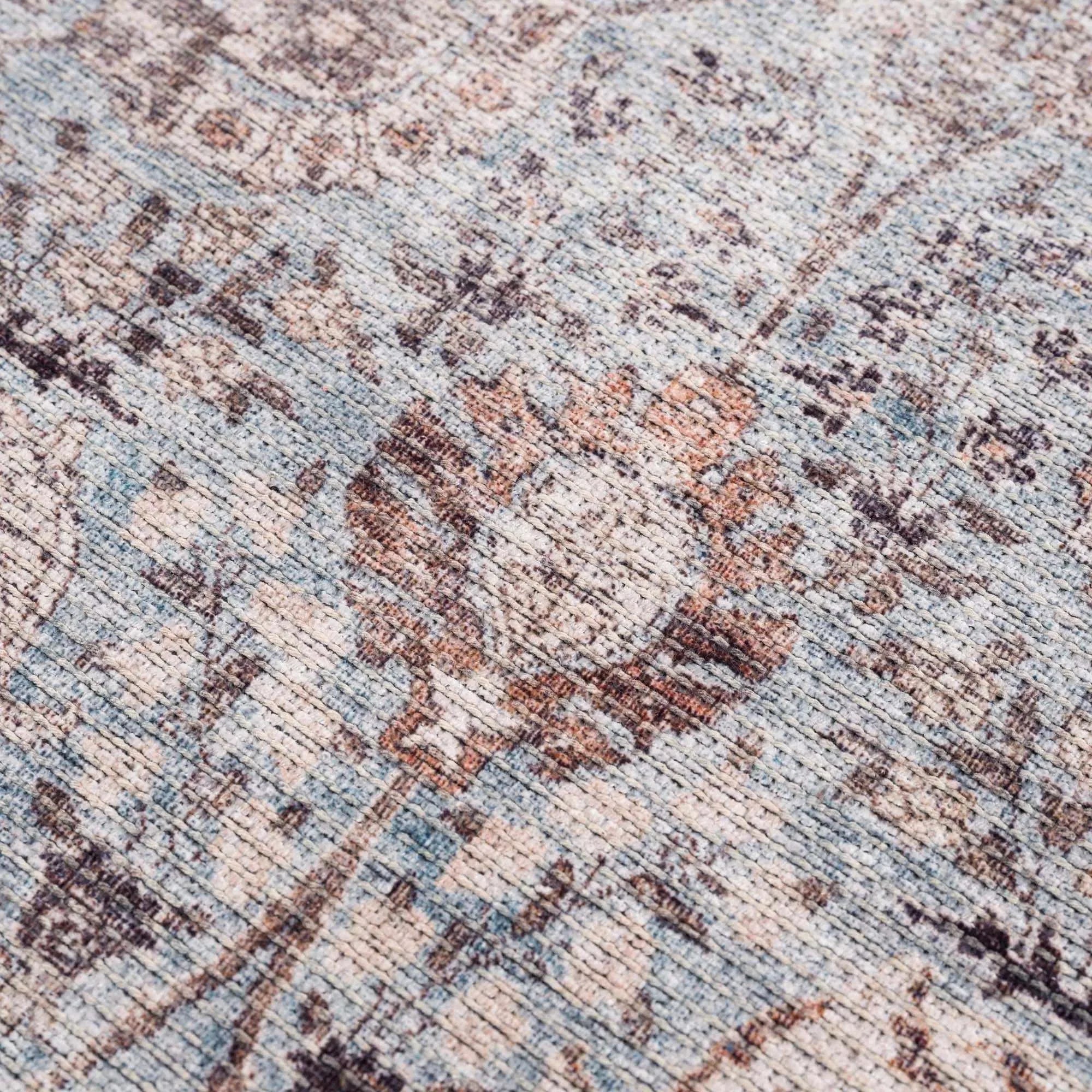 Dauis Brown&Blue Washable Persian Style Rug - The Mayfair Hall