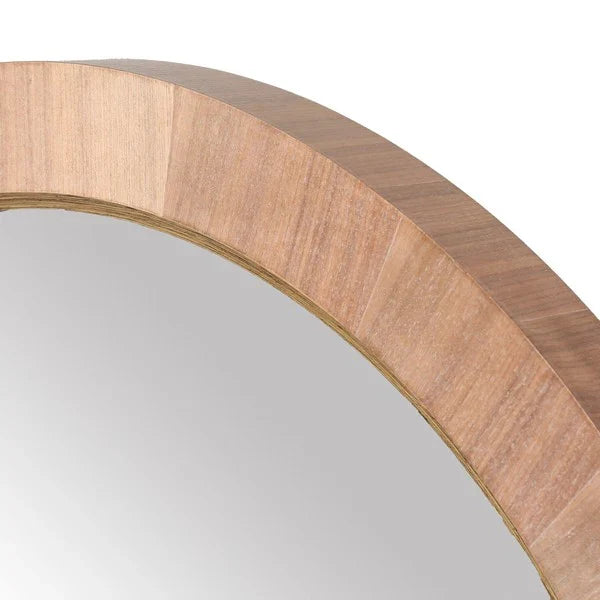 Paulson Walnut Finish Round Wood Mirror