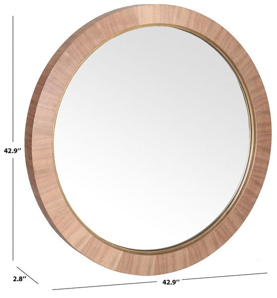 Paulson Walnut Finish Round Wood Mirror