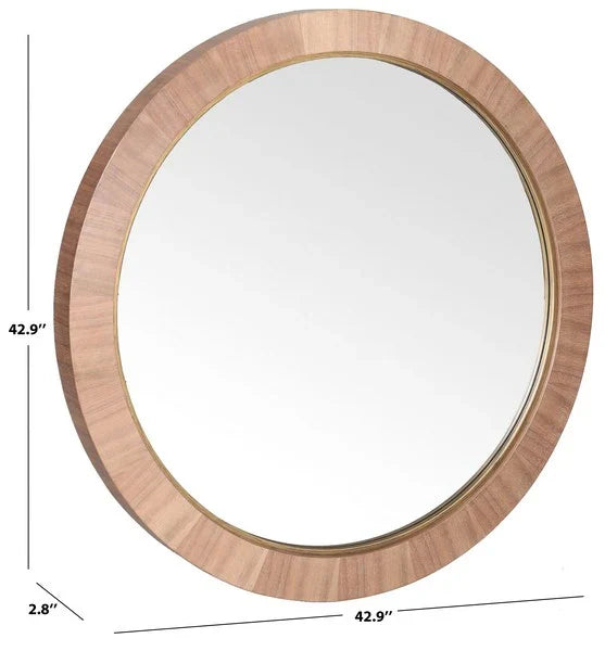 Paulson Walnut Finish Round Wood Mirror