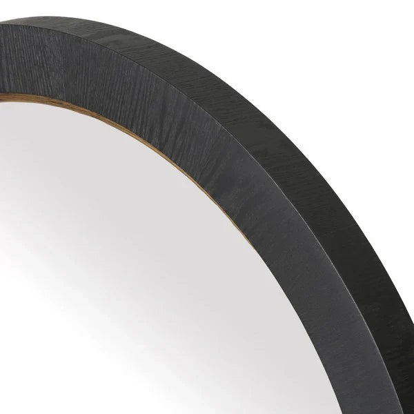 Paulson Black Round Wood Mirror
