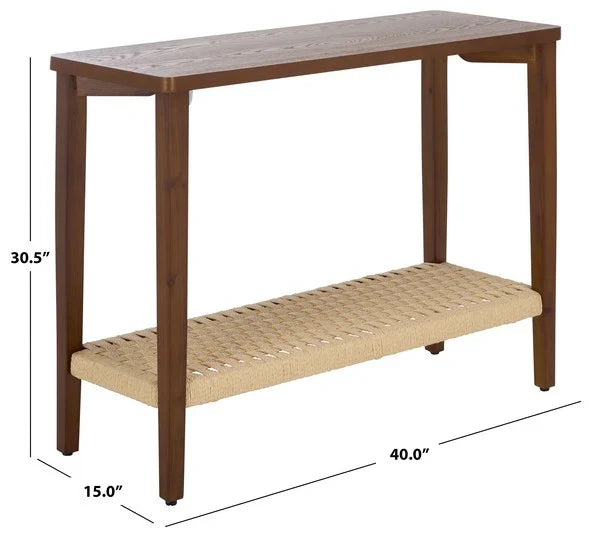 Chasu Wood Console Table in Walnut with Shelf