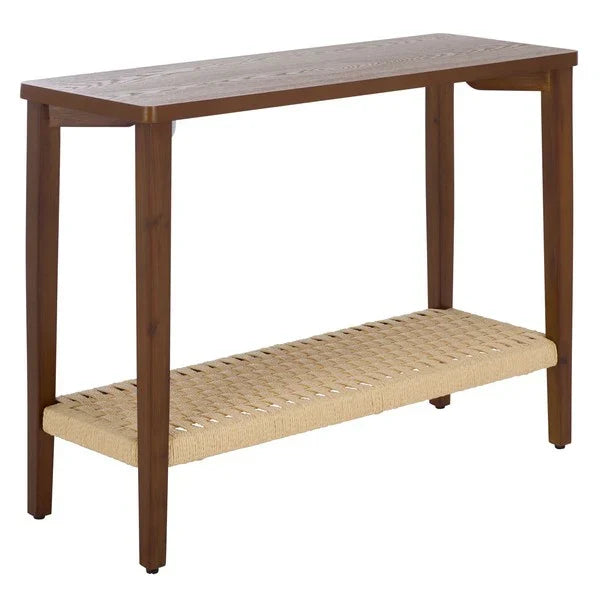 Chasu Wood Console Table in Walnut with Shelf