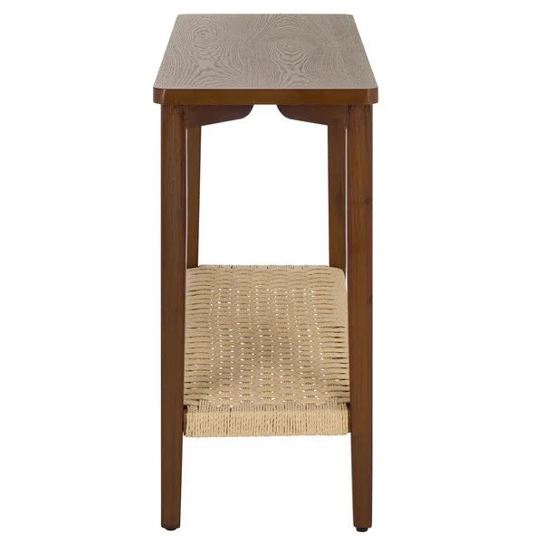 Chasu Wood Console Table in Walnut with Shelf