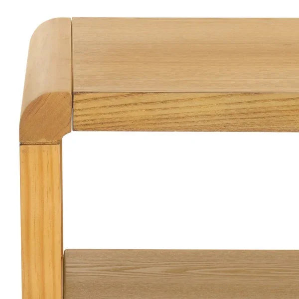 Omara Wood Console Table in Natural with 4 Shelves - The Mayfair Hall
