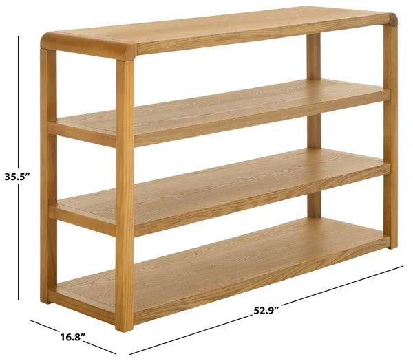 Omara Wood Console Table in Natural with 4 Shelves - The Mayfair Hall
