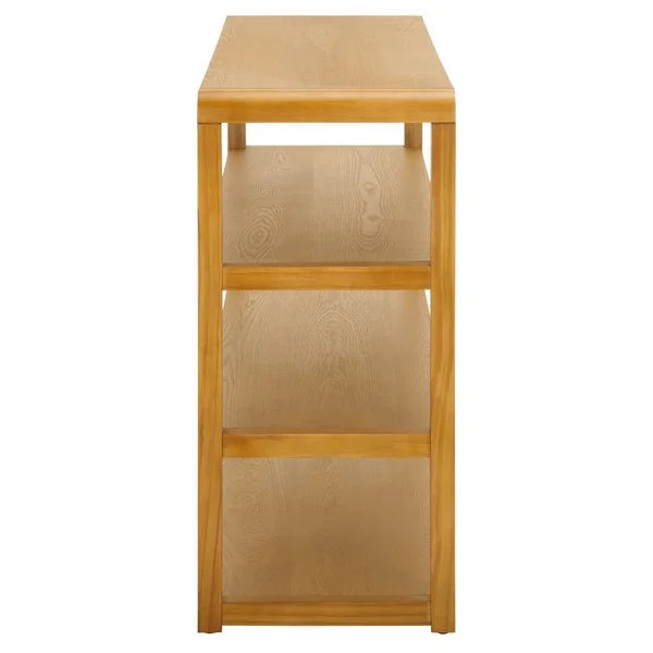 Omara Wood Console Table in Natural with 4 Shelves - The Mayfair Hall