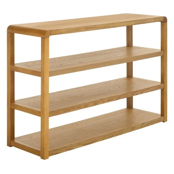 Omara Wood Console Table in Natural with 4 Shelves - The Mayfair Hall